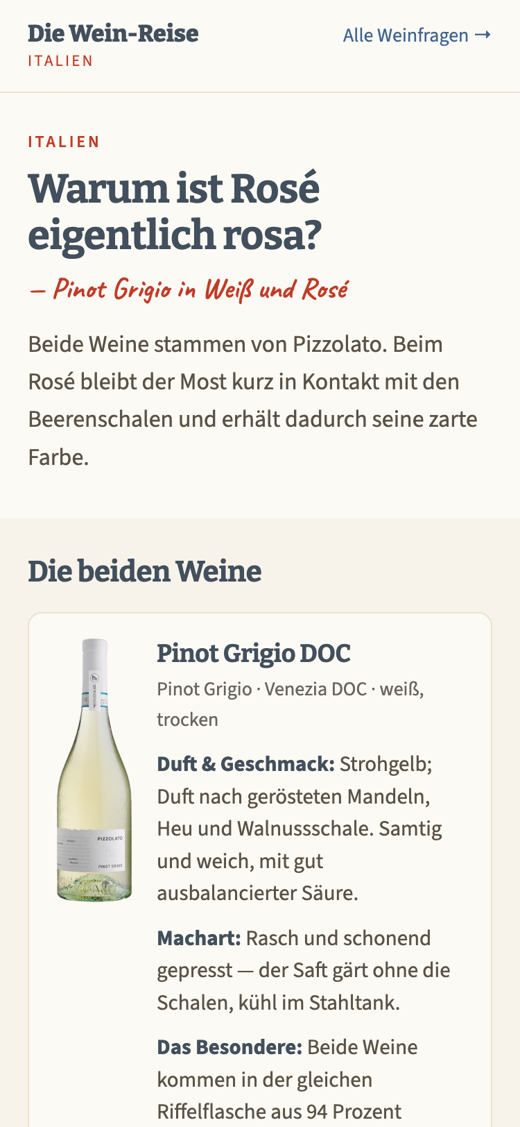 Die Etappenseite auf dem Telefon