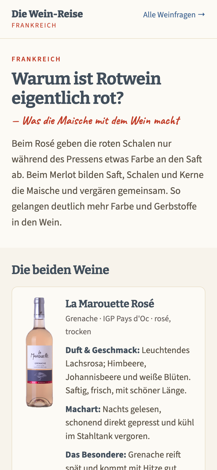 Die Etappenseite auf dem Telefon
