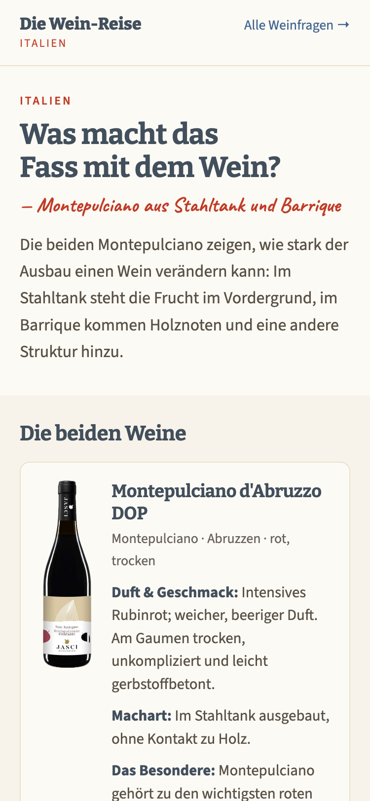 Die Etappenseite auf dem Telefon
