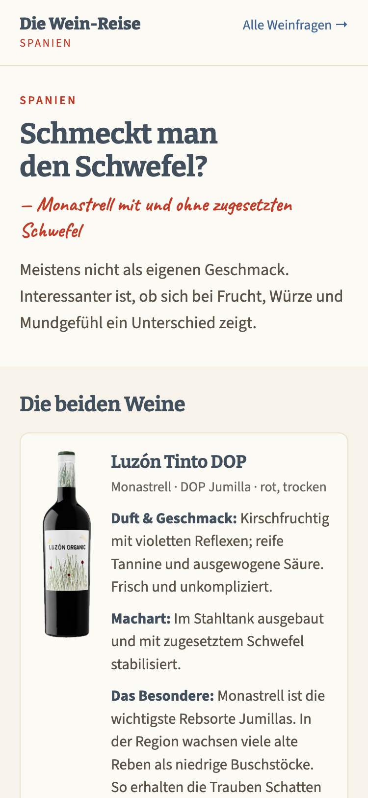Die Etappenseite auf dem Telefon