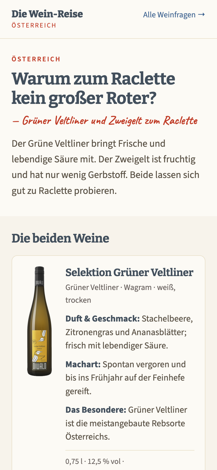 Die Etappenseite auf dem Telefon