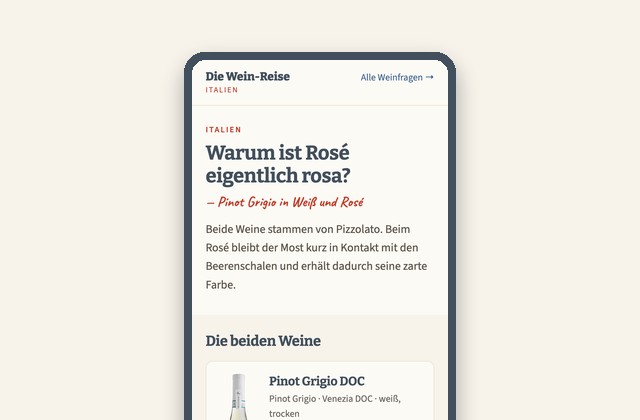 Die Etappenseite auf dem Telefon
